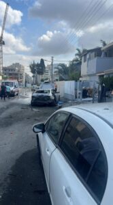 A neighborhood in Ashkelon after a rocket fall. Credit: ‘אתר אשקלונים’ FB page.