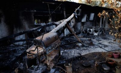 a burnt house in Nir Oz in October 7th. Credit: Kibbutz Nir Oz’s FB page.