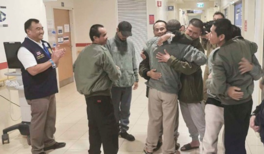 Thai hostages released by Hamas. Credit: ‘Arab News’ FB page.